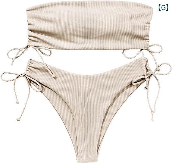 ビキニ レディース水着 夏 セパレート 胸パッド有り ワイヤー無し バンドゥ 海 プール 温泉 リゾート 旅行 レジャー シンプル セクシー 赤 青 茶 無地