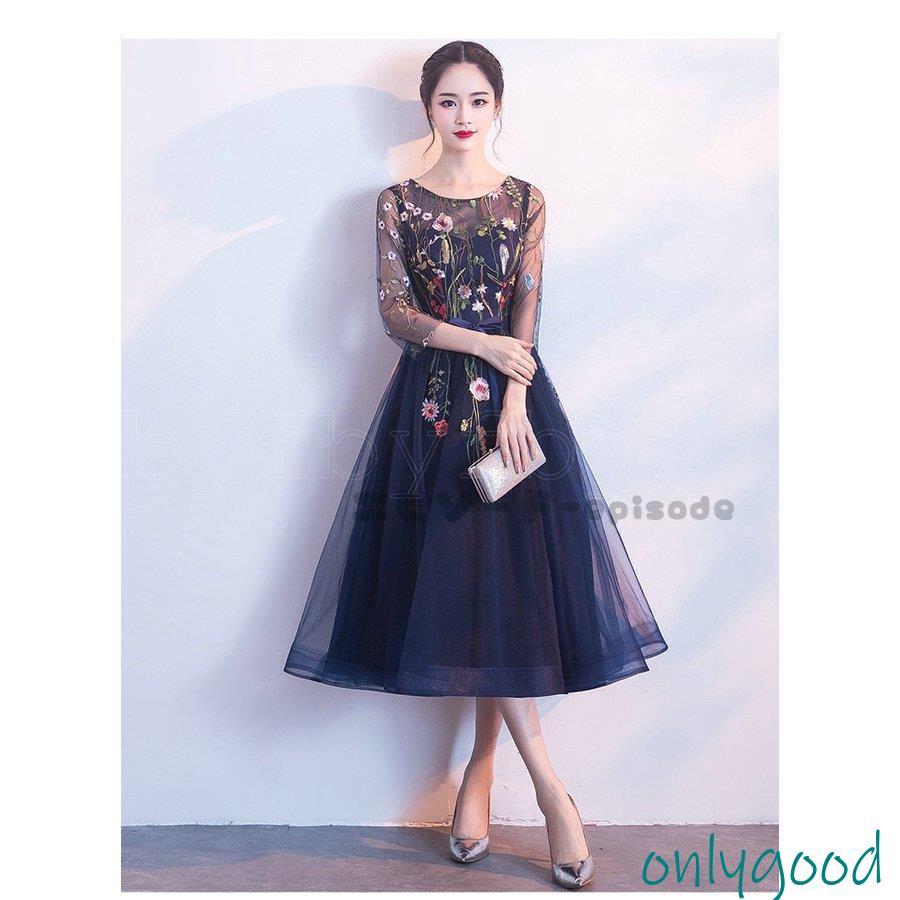 パーティードレス ロング丈 ミモレ丈 ショート丈 結婚式 七分袖 ウエディング ワンピース レース 上品 お呼ばれ 食事会 二次会 披露宴 卒業式 成人式 パーティードレス ロング丈 ミモレ丈 ショート丈 結婚式 七分袖 ウエディング ワンピース レース 上品 お呼ばれ 食事会 二次会 披露宴 卒業式 成人式