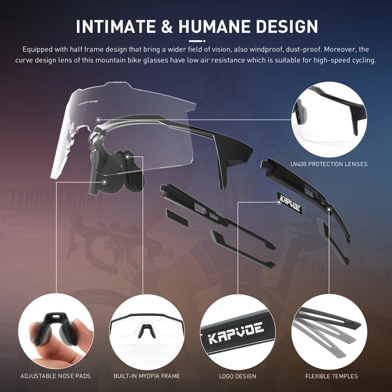 納期1030日前後：Kapvoe-メンズサイクリングサングラス,ブルークロミックサングラス,マウンテンバイク,新品