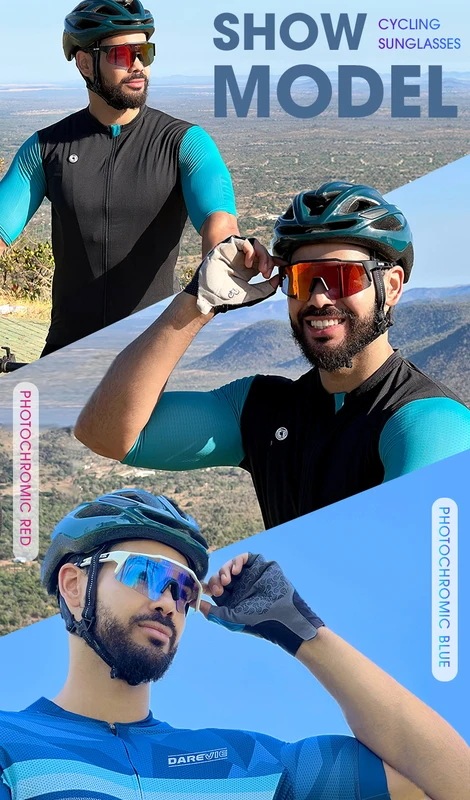 納期1030日前後：Kapvoe-メンズサイクリングサングラス,ブルークロミックサングラス,マウンテンバイク,新品