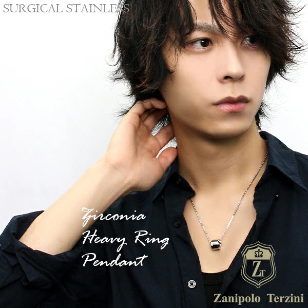 Zanipolo Terzini ジルコニア ヘビーリング サージカルステンレスネックレス fs-z Zanipolo Terzini ジルコニア ヘビーリング サージカルステンレスネックレス fs-z