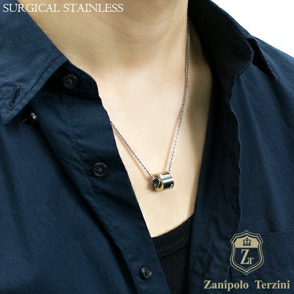 Zanipolo Terzini ジルコニア ヘビーリング サージカルステンレスネックレス fs-z Zanipolo Terzini ジルコニア ヘビーリング サージカルステンレスネックレス fs-z
