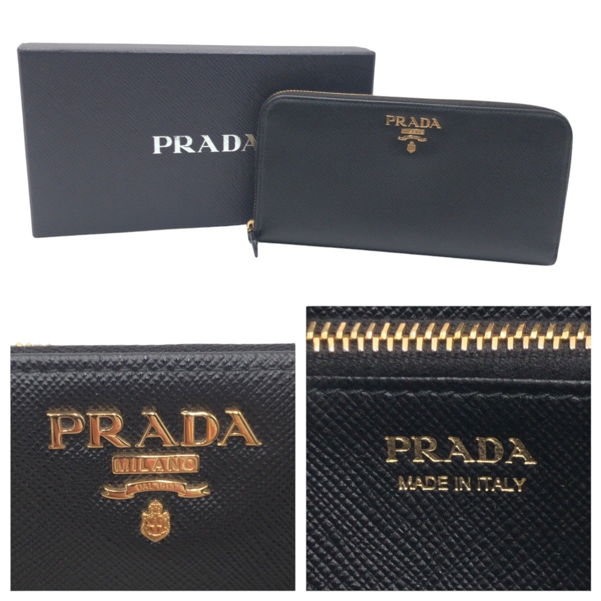 【PRADA】プラダ 長財布 レディース黒 状態綺麗 プラダ PRADA 長財布 がま口 黒 小物 レザー 1ME002 SAFFIANO METAL