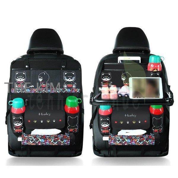 車用品 カー用品 アクセサリー 車内収納 シートポケット シートホルダー 多機能折り畳みテーブル アニマル ブラック ピンク ホワイト華やか /[akw41]