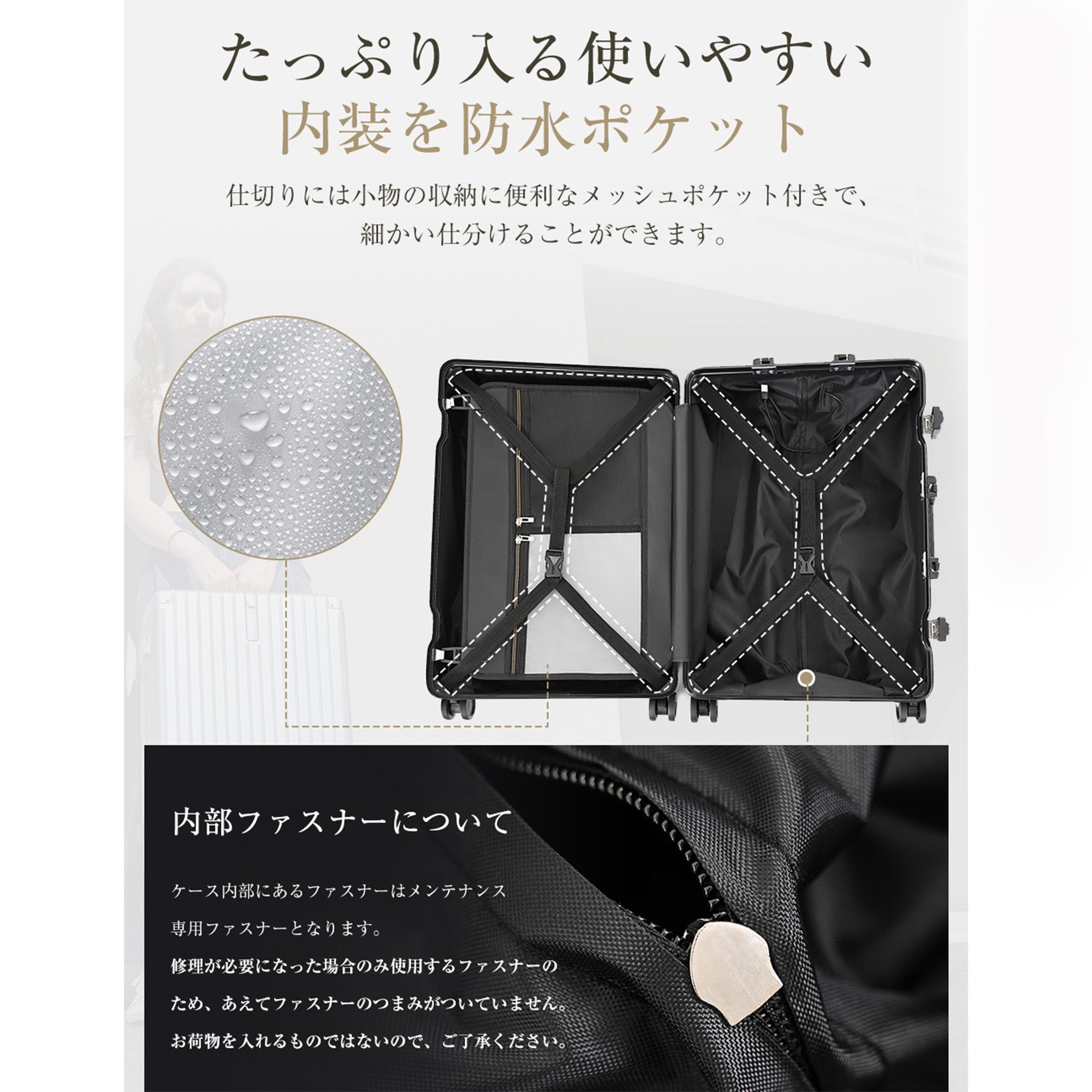 スーツケース キャリーケース キャリーバッグ Lサイズ アルミ フレームタイプ USBポート付き スマホスタンド付き 防水ポケット ドリンクホルダー フック式底足 TSAロック おしゃれ 静音 軽量