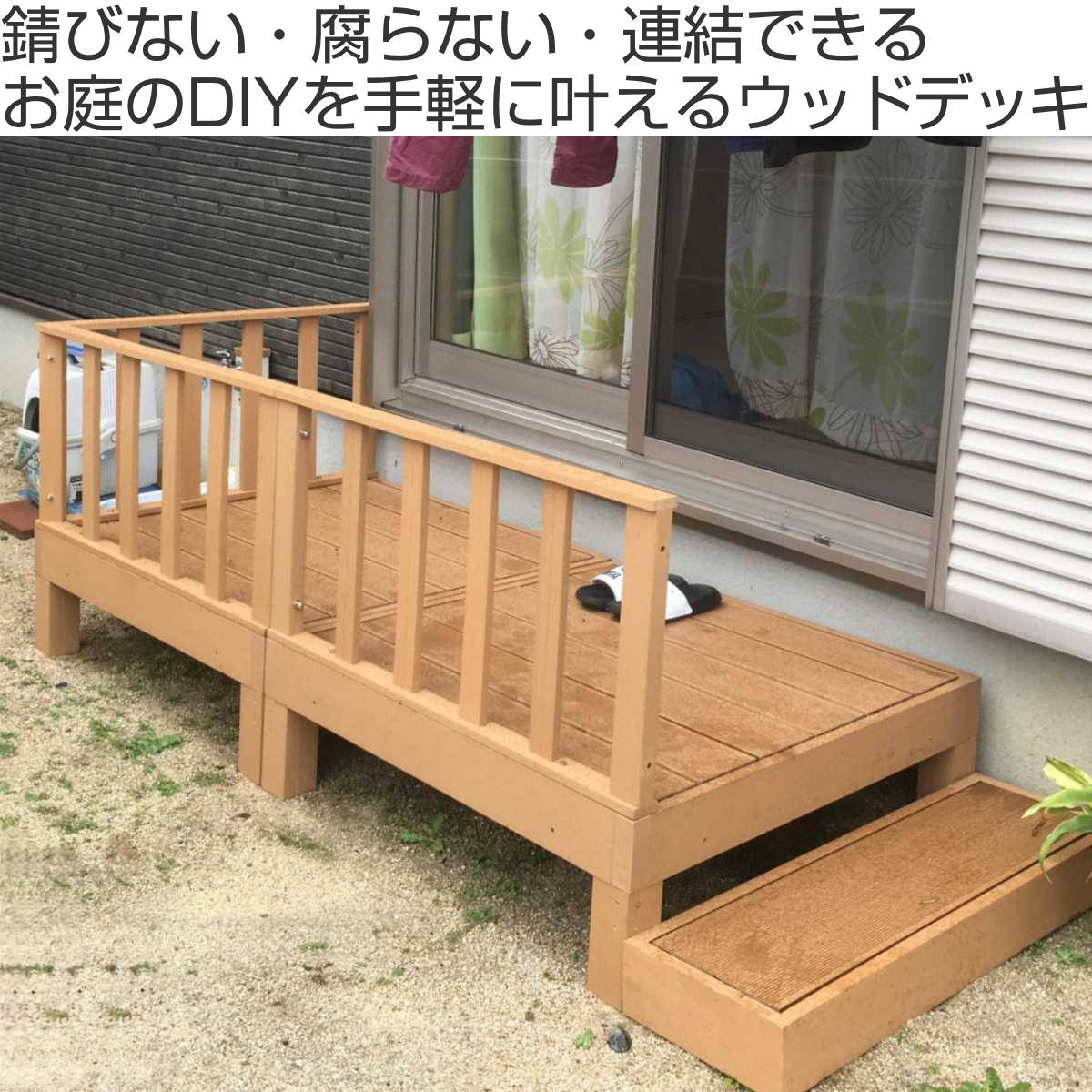 ウッドデッキ コーナーパネル 人工木 ガーデンデッキ 人工木デッキ 樹脂 DIY パーツ 手すり L字 ウッドパネル 縁台 掃き出し窓 連結 人工木材 バルコニー ステップ 庭 エクステリア