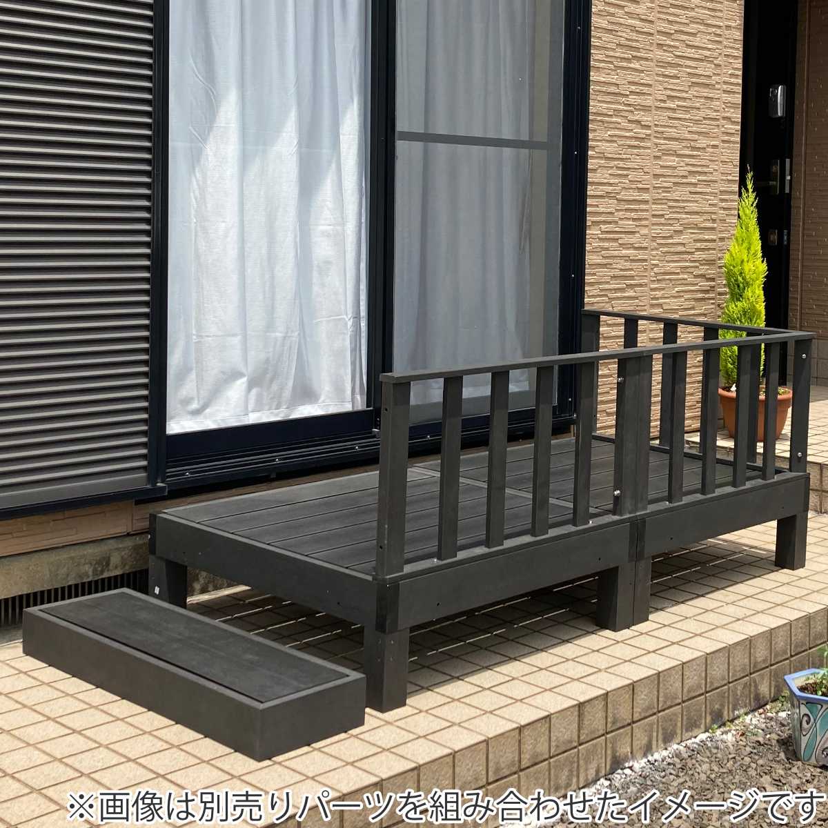 ウッドデッキ コーナーパネル 人工木 ガーデンデッキ 人工木デッキ 樹脂 DIY パーツ 手すり L字 ウッドパネル 縁台 掃き出し窓 連結 人工木材 バルコニー ステップ 庭 エクステリア