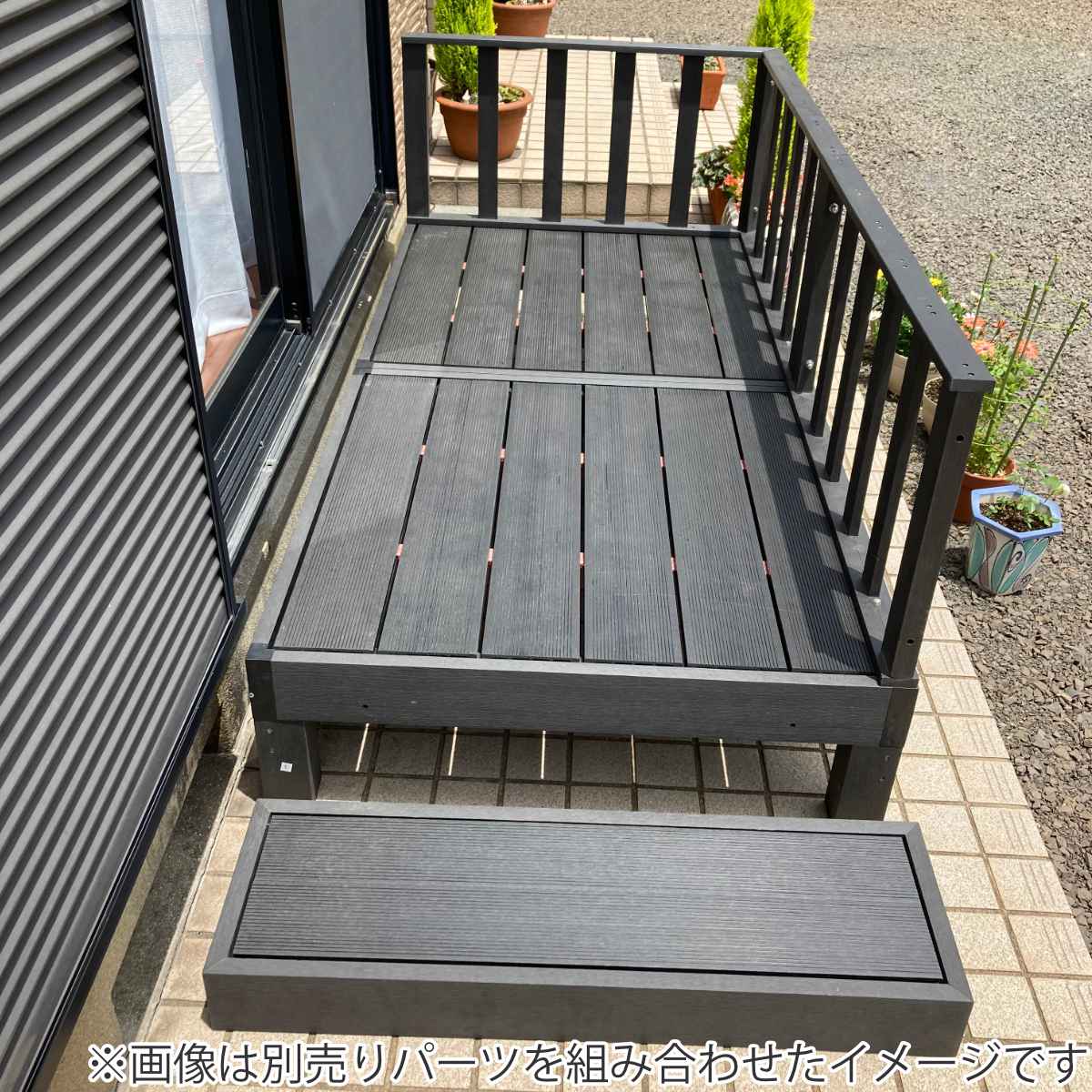 ウッドデッキ コーナーパネル 人工木 ガーデンデッキ 人工木デッキ 樹脂 DIY パーツ 手すり L字 ウッドパネル 縁台 掃き出し窓 連結 人工木材 バルコニー ステップ 庭 エクステリア