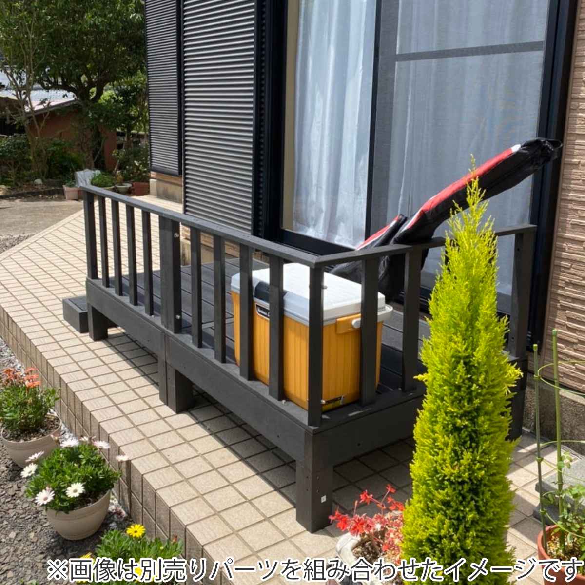 ウッドデッキ コーナーパネル 人工木 ガーデンデッキ 人工木デッキ 樹脂 DIY パーツ 手すり L字 ウッドパネル 縁台 掃き出し窓 連結 人工木材 バルコニー ステップ 庭 エクステリア