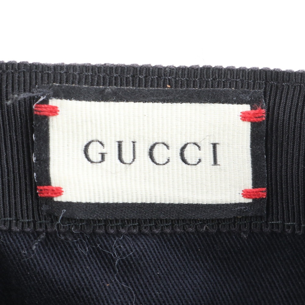 極美品 GGキャンバス シェリー ライン ベースボール 帽子 ブラック 黒 ファッション レザー×キャンバス キャップ メンズ RUE CQ3-4 中古