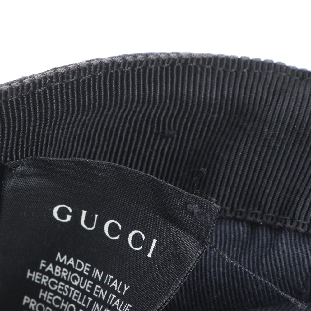 極美品 GGキャンバス シェリー ライン ベースボール 帽子 ブラック 黒 ファッション レザー×キャンバス キャップ メンズ RUE CQ3-4 中古