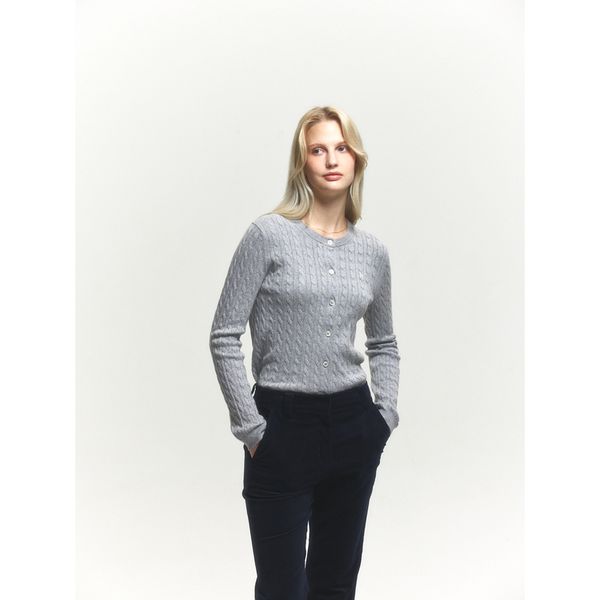 (ヘッジスレディース) 24FW ベビーケーブルカーディガンライトグレー HSSW4CC71G1