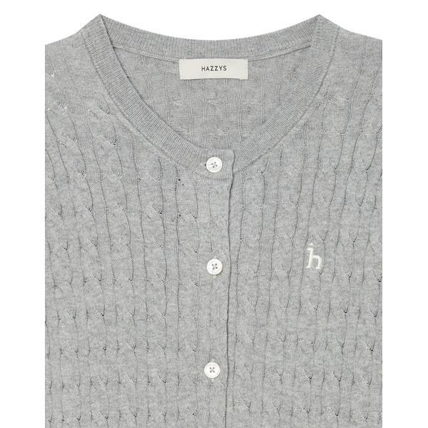 (ヘッジスレディース) 24FW ベビーケーブルカーディガンライトグレー HSSW4CC71G1