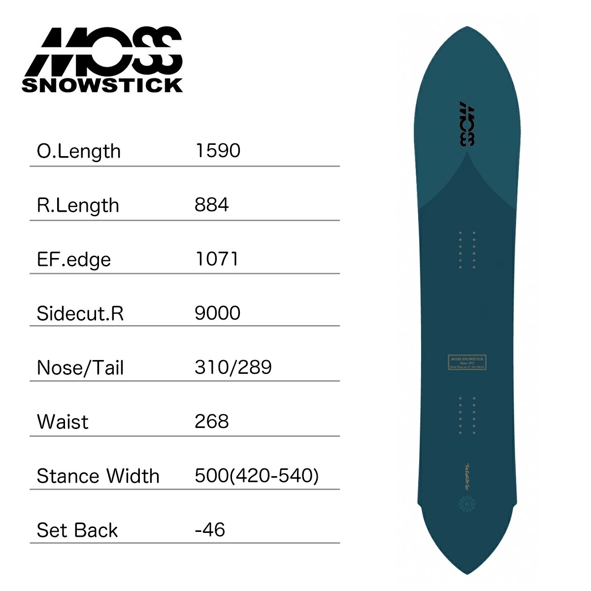 スノースティック スノーボード 板 24-25 SNOWSTICK WINGPIN59 Wing PinTail series 159 パウダーボード ウイング ピン テール キャンバー