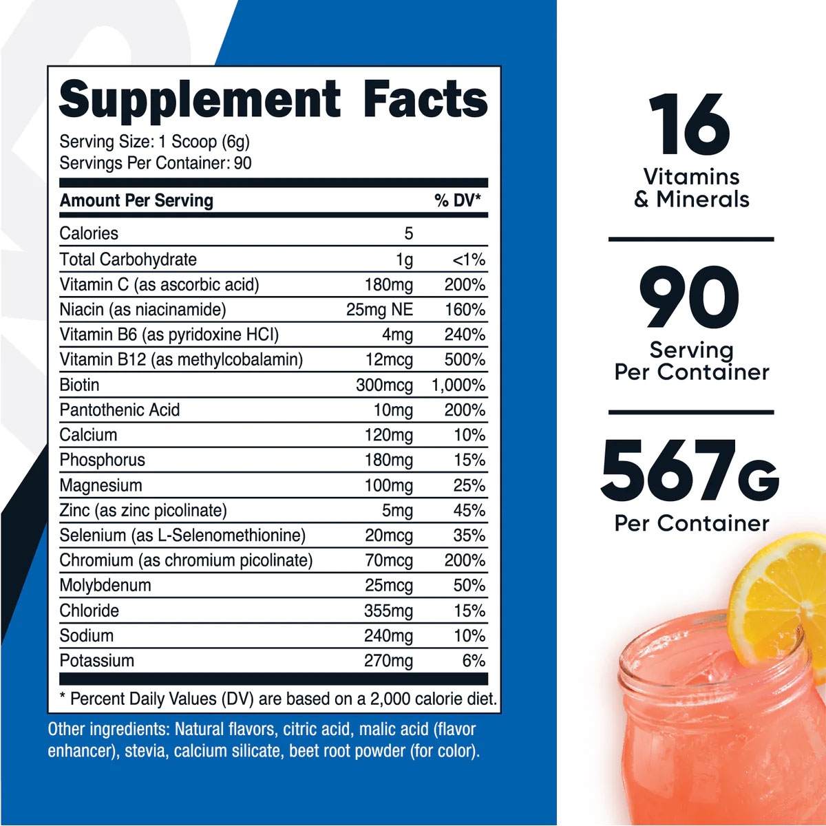 [USA] Nutricost ニュートリコスト 電解質コンプレックス Electrolyte Complex 90サーブ ピンクレモネード味