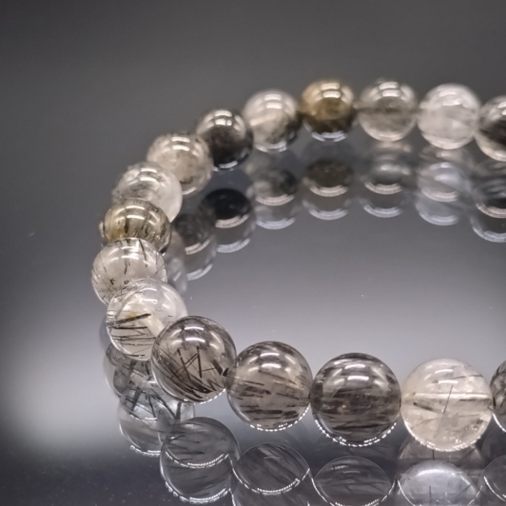 ブラックルチルクォーツ トルマリン・イン・クォーツ 8mm ブレスレット パワーストーン 天然石 ブラックルチルクォーツ トルマリン・イン・クォーツ 8mm ブレスレット パワーストーン 天然石