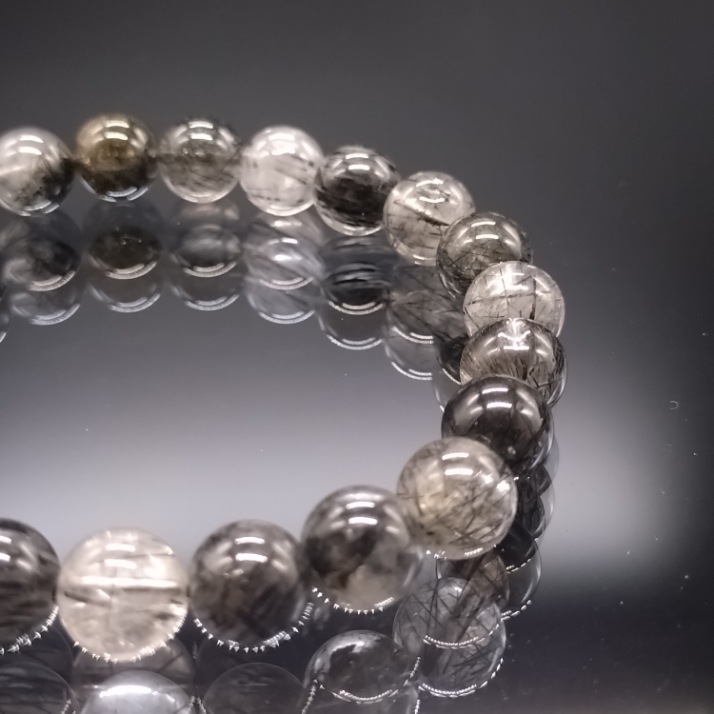 ブラックルチルクォーツ トルマリン・イン・クォーツ 8mm ブレスレット パワーストーン 天然石 ブラックルチルクォーツ トルマリン・イン・クォーツ 8mm ブレスレット パワーストーン 天然石