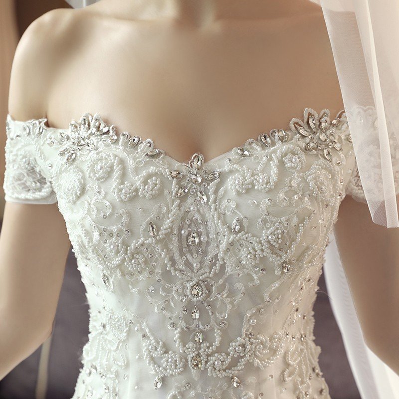 ウェディングドレス 花嫁 ウエディングドレス 白 安い オフショルダー ブライダル 結婚式 プリンセスラインドレス 二次会 パーティードレス