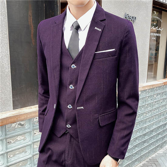 メンズスーツ スーツ メンズ フォーマル ベストスーツ 3ピーススーツ ストライプ 背広 長袖 ビジネススーツ ジャケットスーツ 1つボタン 大きいサイズ リクルートスーツ 卒業式 面接 入学式 花婿