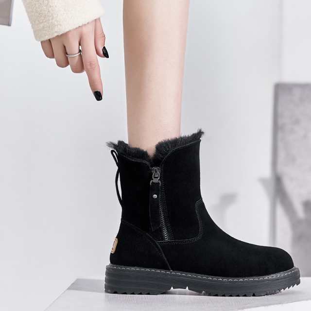 高級合皮ブーツ スノーブーツ ショートブーツ レディース 雪靴 保暖 ムートンブーツ おしゃれ ボアブーツ スノーシューズ ボアインヒール ぺたんこ ファー 靴 あったか 冬用
