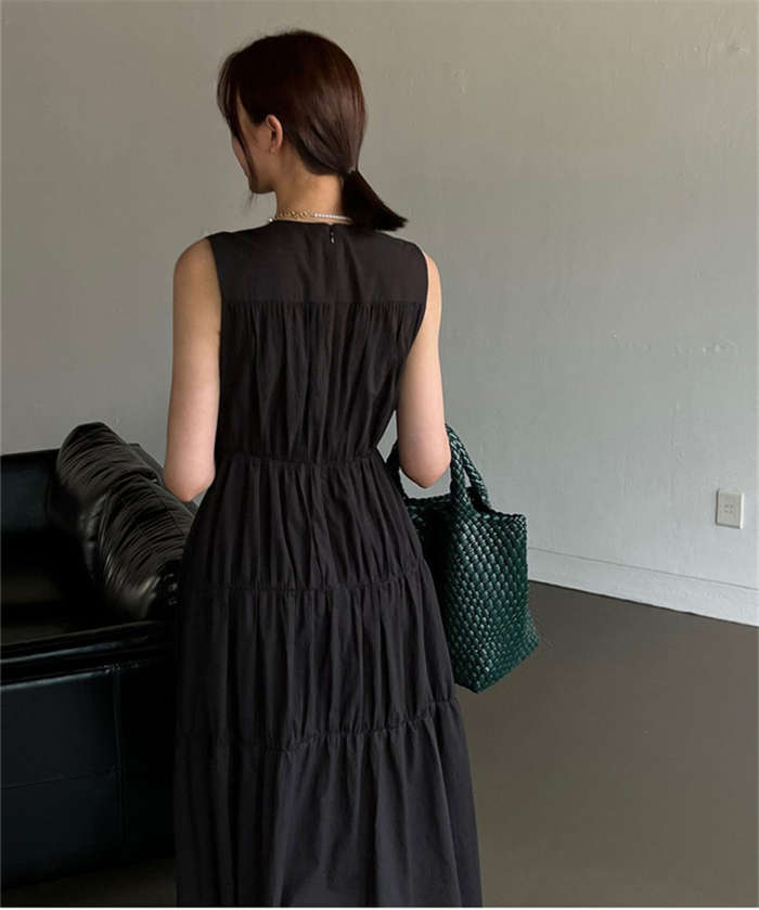 ティアード ワンピース レディース 夏 ティアードワンピース ノースリーブ ロング丈 春 夏 ふんわり 無袖 ガーリー アンティーク ヴィンテージ カジュアル ロング丈 ロングワンピース ゆったり 大