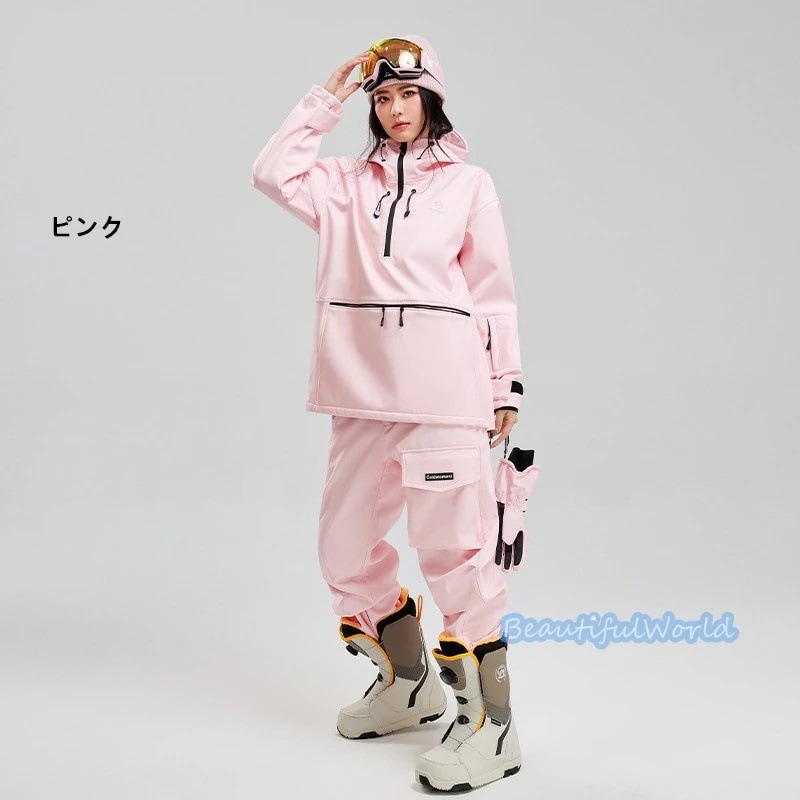 スノーボードウェア上下セットスキーウェアメンズレディースセットアップ男女兼用スノボウェアスノーボードジャケットパンツ撥水防風保温雪遊び暖かいH28