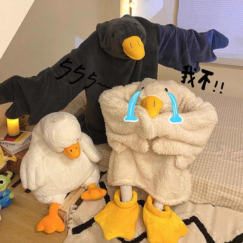ガチョウ羽秋冬着ぐるみパジャマルームウェアセットアップレディースガウン着可愛い着ぐるみキャラクターメンズ恋人お揃い部屋着マタニティペアルックカップル上下セット