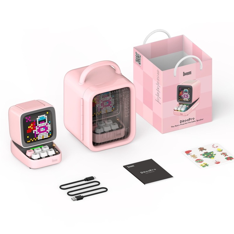 『90100058207』Divoom Ditoo Pro Bluetooth スピーカー ピンク ディブーム レトロ ピクセル アート ドット絵 『90100058207』Divoom Ditoo Pro Bluetooth スピーカー ピンク ディブーム レトロ ピクセル アート ドット絵