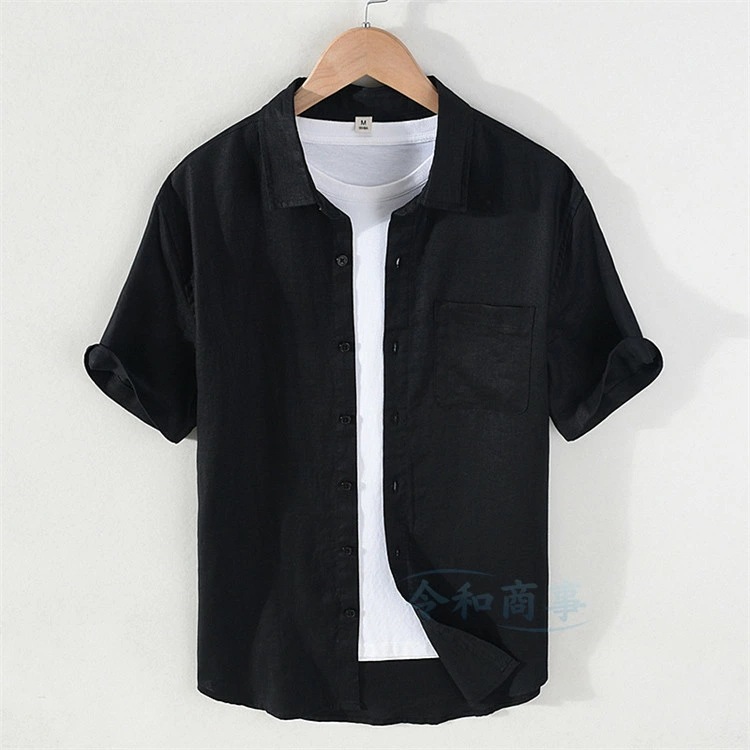 リネンシャツ メンズ 麻100％ 綿麻シャツ 半袖シャツ 麻シャツ カジュアルシャツ 白シャツ 薄手 おしゃれ 夏