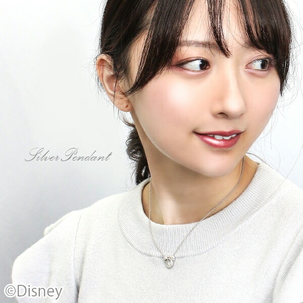Disney ディズニー ぷっくり ミッキー ジルコニア シルバーネックレス ミッキーマウス