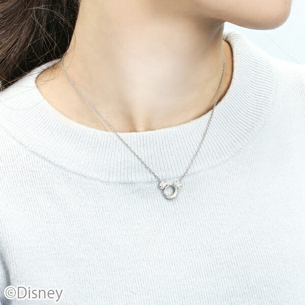 Disney ディズニー ぷっくり ミッキー ジルコニア シルバーネックレス ミッキーマウス