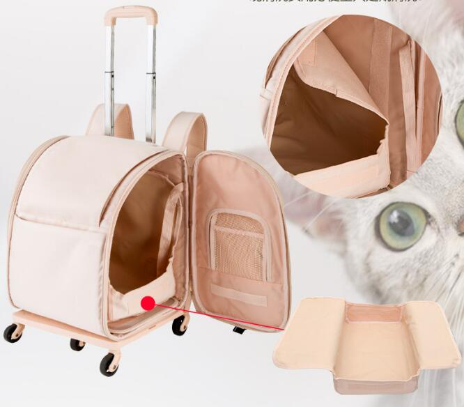 新しいペットバッグ 両用 トロリーケース防水バックパックポータブル折りたたみ軽量ペットトロリー