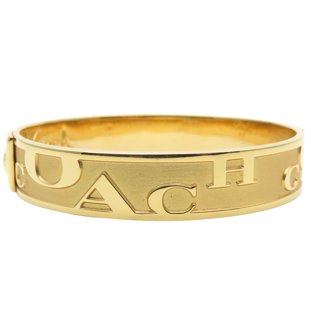 中古 バングル ロゴ メタル ゴールド ブレスレット アクセサリー メッキ レディース 女性 中古 バングル ロゴ メタル ゴールド ブレスレット アクセサリー メッキ レディース 女性