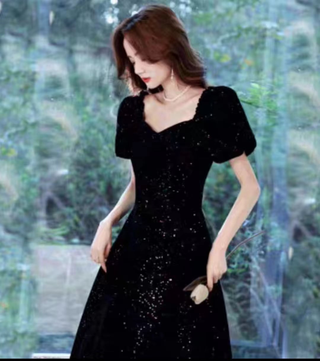 黒のイブニングドレスフレンチドレスエレガントな星空宴会ベルベットホスト学生卒業式ドレススカート女性 黒のイブニングドレスフレンチドレスエレガントな星空宴会ベルベットホスト学生卒業式ドレススカート女性