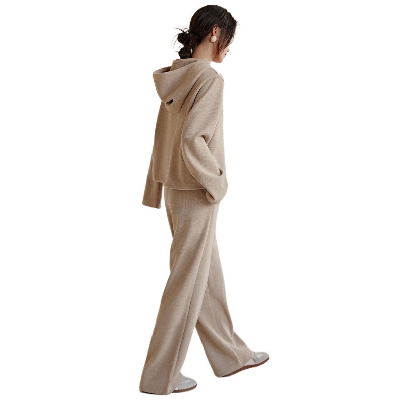 ハイエンドのカスタマイズ-2025 秋の新しいカジュアルニットフード付きスウェットシャツツーピーススーツ女性用ファッショナブル多用途快適な着用感完全なセット ハイエンドのカスタマイズ-2025 秋の新しいカジュアルニットフード付きスウェットシャツツーピーススーツ女性用ファッショナブル多用途快適な着用感完全なセット