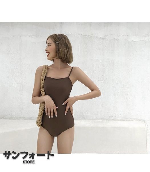 水着 レディース ワンピース水着 ブラック ブラウン 2色 バックコンシャス 編み上げ レースアップ キャミソール シンプル レトロ きれい 水着 レディース ワンピース水着 ブラック ブラウン 2色 バックコンシャス 編み上げ レースアップ キャミソール シンプル レトロ きれい