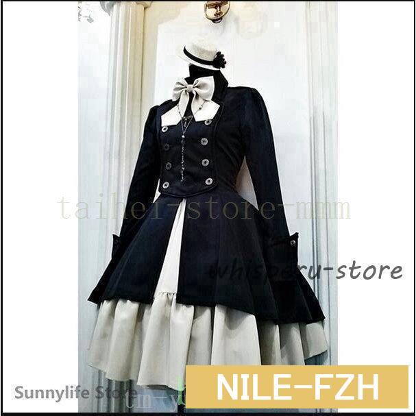 新品膝丈ワンピース軍服ロリータワンピースゴスロリドレス
