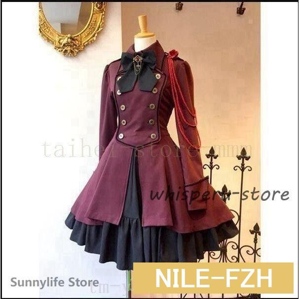 新品膝丈ワンピース軍服ロリータワンピースゴスロリドレス