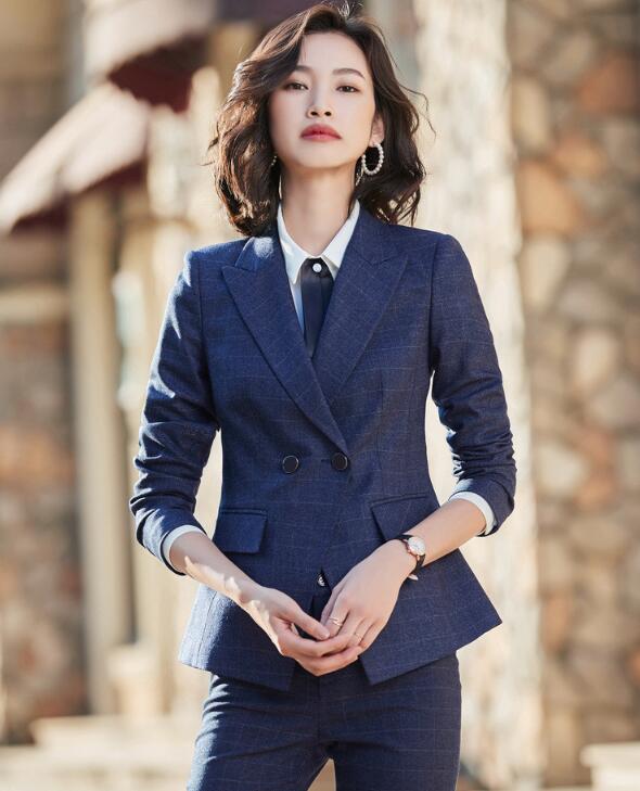 洗えるスーツ3点セットスーツ ビジネス 長袖ジャケット+パンツ/スカート+シャツ フォーマル 通勤 OL オフィス 制服 春秋着 着痩せ 20代30代40代 ママ 面接 パンツスーツ チェック柄 S/