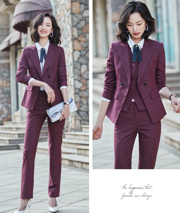 洗えるスーツ3点セットスーツ ビジネス 長袖ジャケット+パンツ/スカート+シャツ フォーマル 通勤 OL オフィス 制服 春秋着 着痩せ 20代30代40代 ママ 面接 パンツスーツ チェック柄 S/