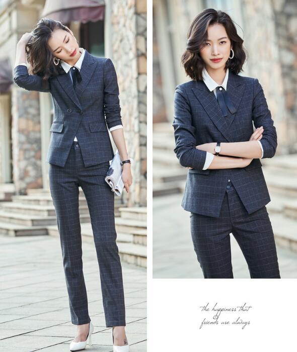 洗えるスーツ3点セットスーツ ビジネス 長袖ジャケット+パンツ/スカート+シャツ フォーマル 通勤 OL オフィス 制服 春秋着 着痩せ 20代30代40代 ママ 面接 パンツスーツ チェック柄 S/