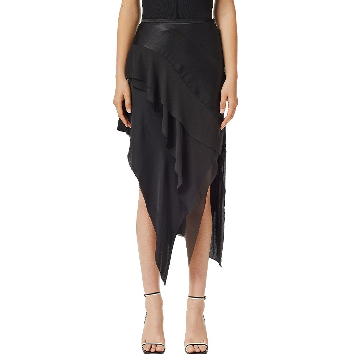 ティアードスカート レディース O-ARDESIA シルク切替 カットオフ 切りっぱなし die-l-s-f4-63d