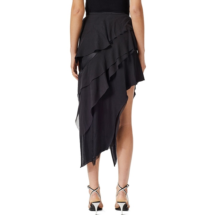 ティアードスカート レディース O-ARDESIA シルク切替 カットオフ 切りっぱなし die-l-s-f4-63d