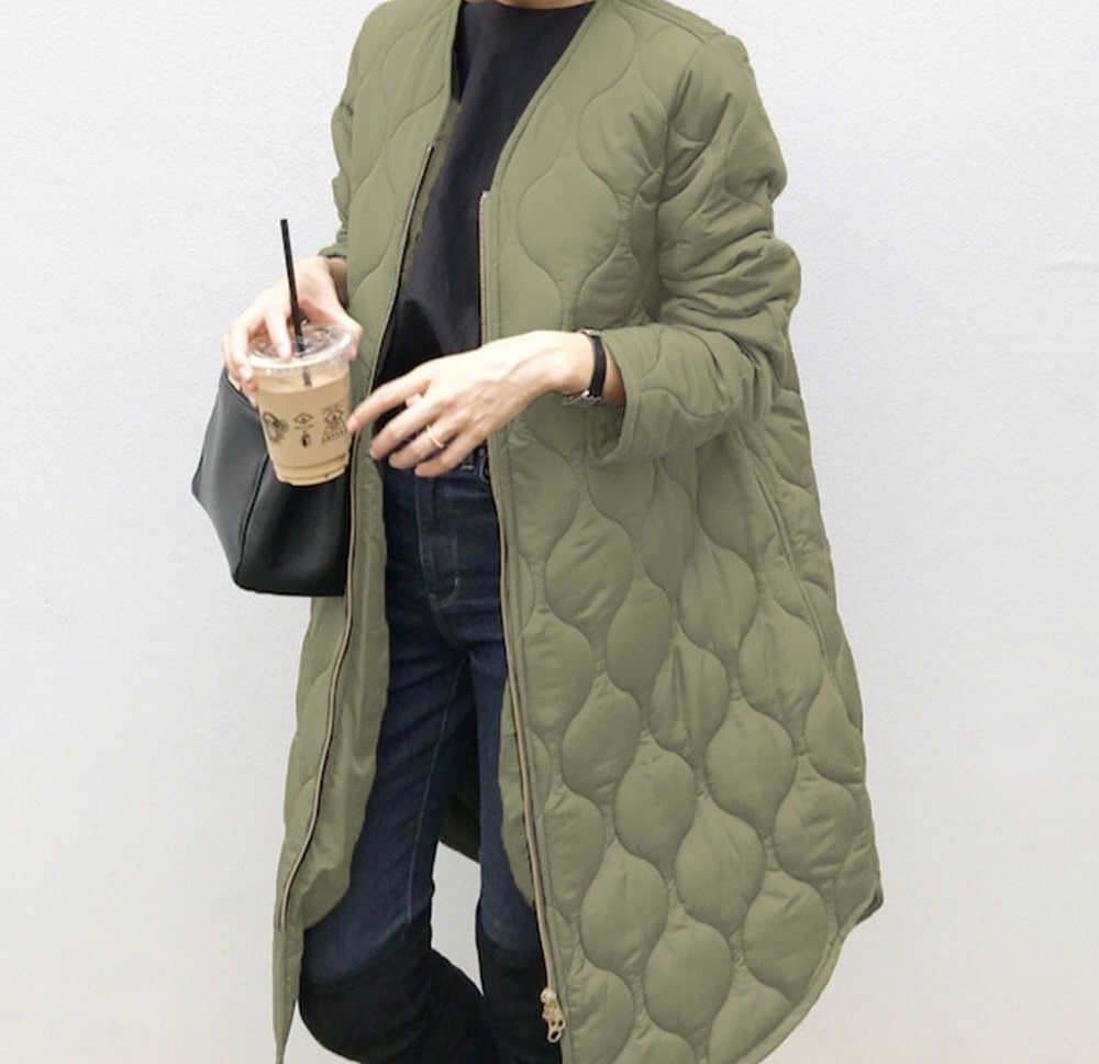 【人気高い】 とっておきの一枚に長袖ファスナーダウン中綿コート