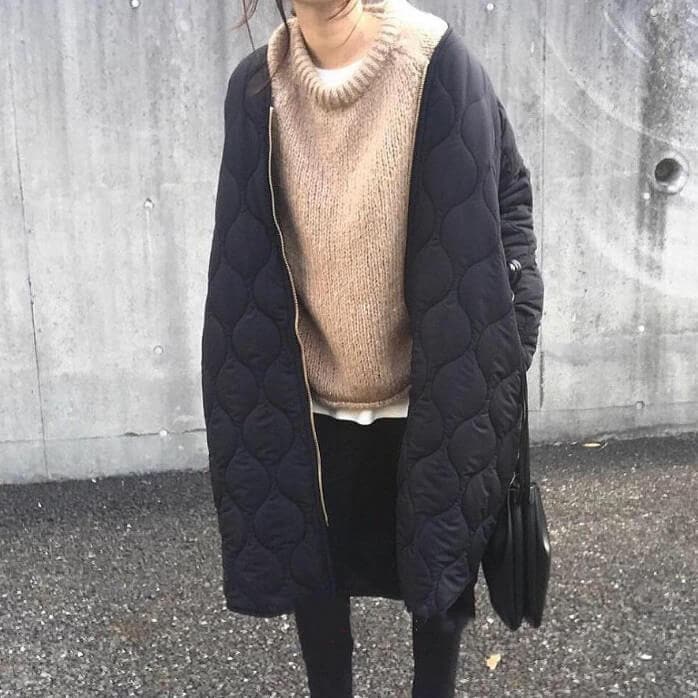 【人気高い】 とっておきの一枚に長袖ファスナーダウン中綿コート