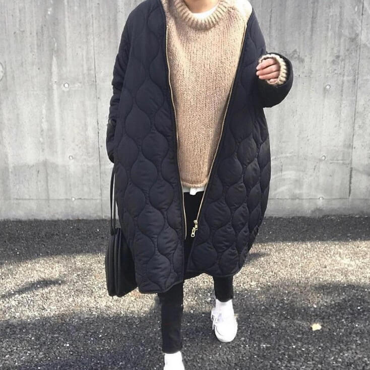 【人気高い】 とっておきの一枚に長袖ファスナーダウン中綿コート