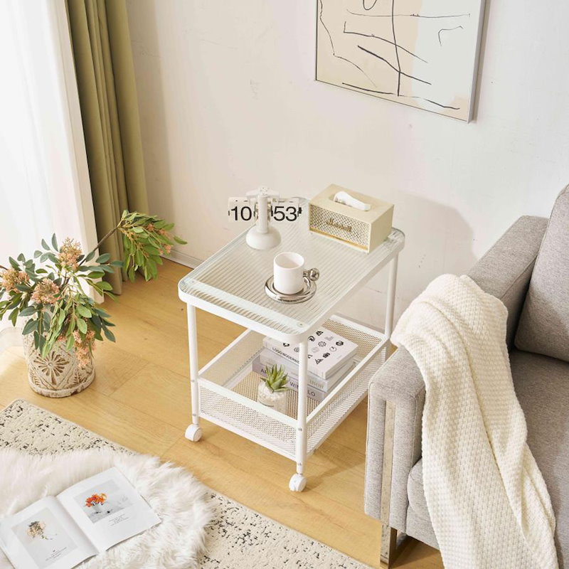 サイドテーブル リビングテーブル センターテーブル サイドワゴン キャスター付き ワゴン センターテーブル ガラス おしゃれ テーブル ガラス天板 コンパクト リビングテーブル 収納付き