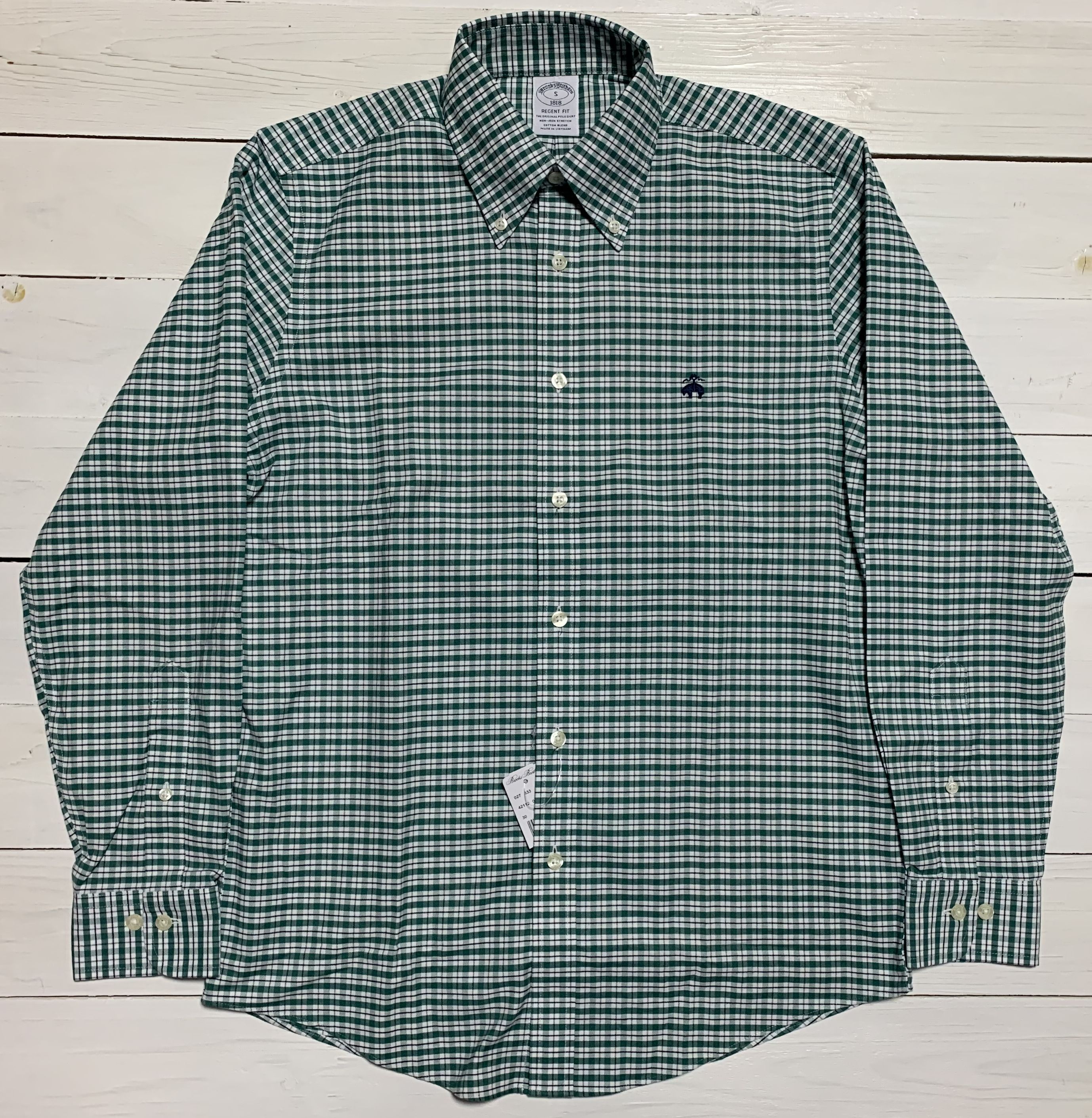 長袖 ワンポイント ボタンダウンシャツ チェック グリーン メンズ Brooks Brothers BB2-057