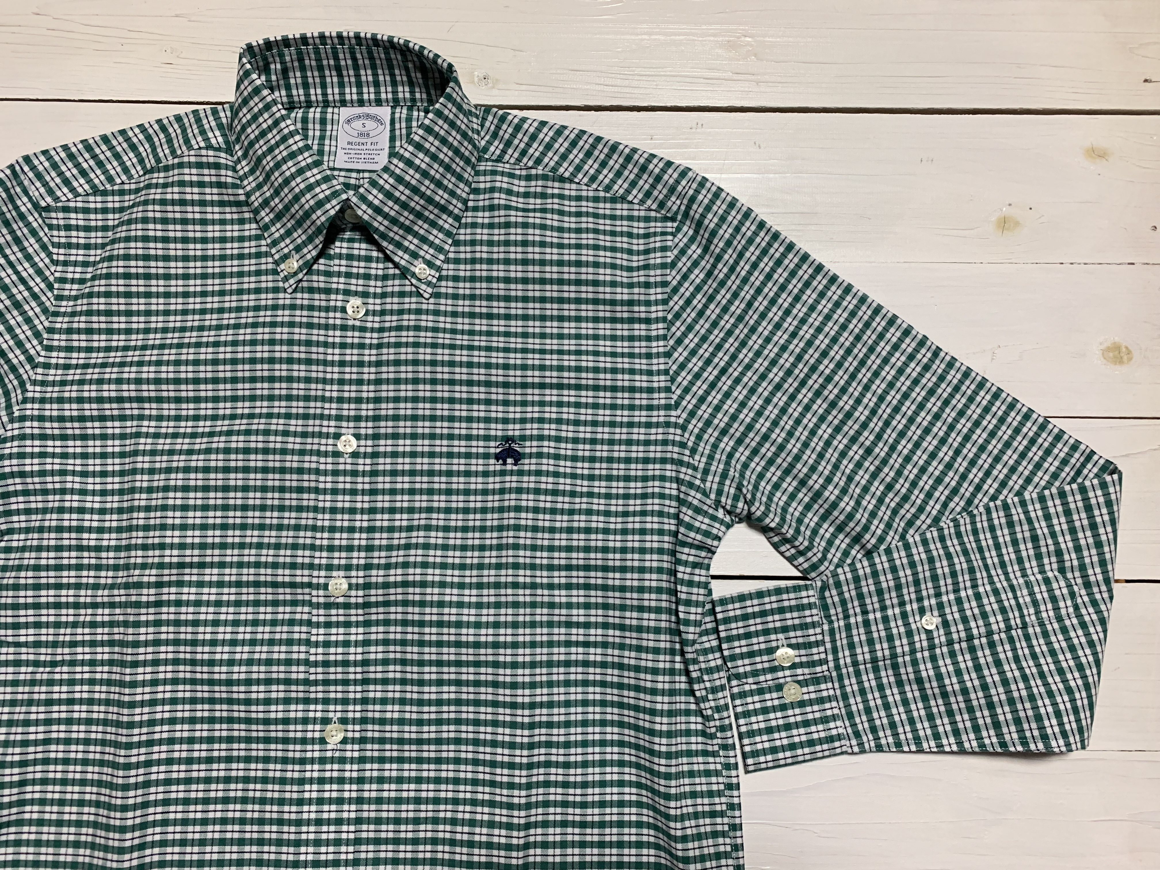 長袖 ワンポイント ボタンダウンシャツ チェック グリーン メンズ Brooks Brothers BB2-057
