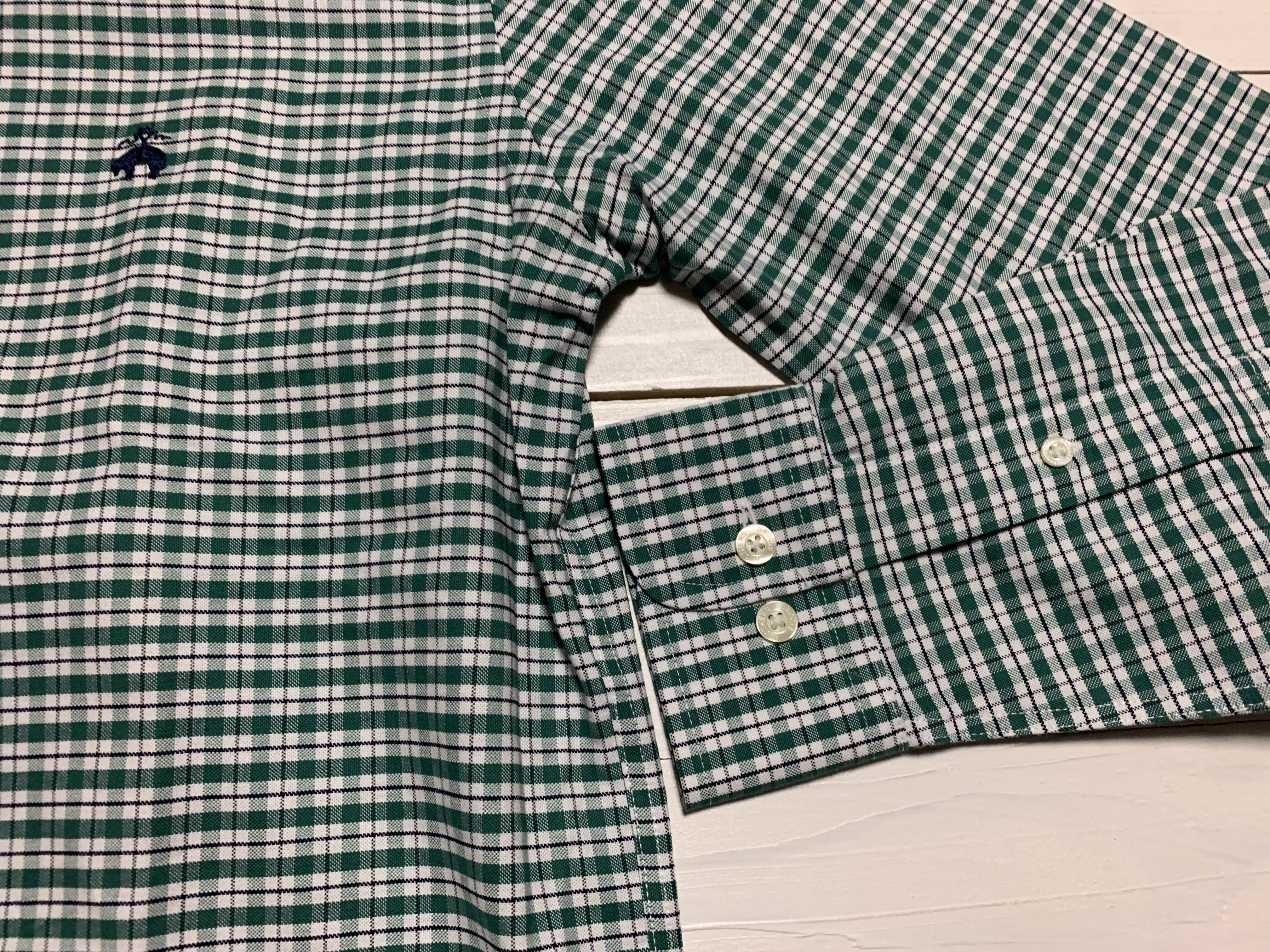 長袖 ワンポイント ボタンダウンシャツ チェック グリーン メンズ Brooks Brothers BB2-057